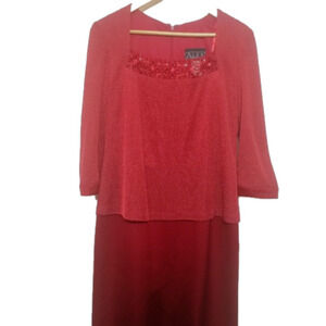 𝅺ALEX Evenings Long Cranberry Evening Gown Made in USA Size 10